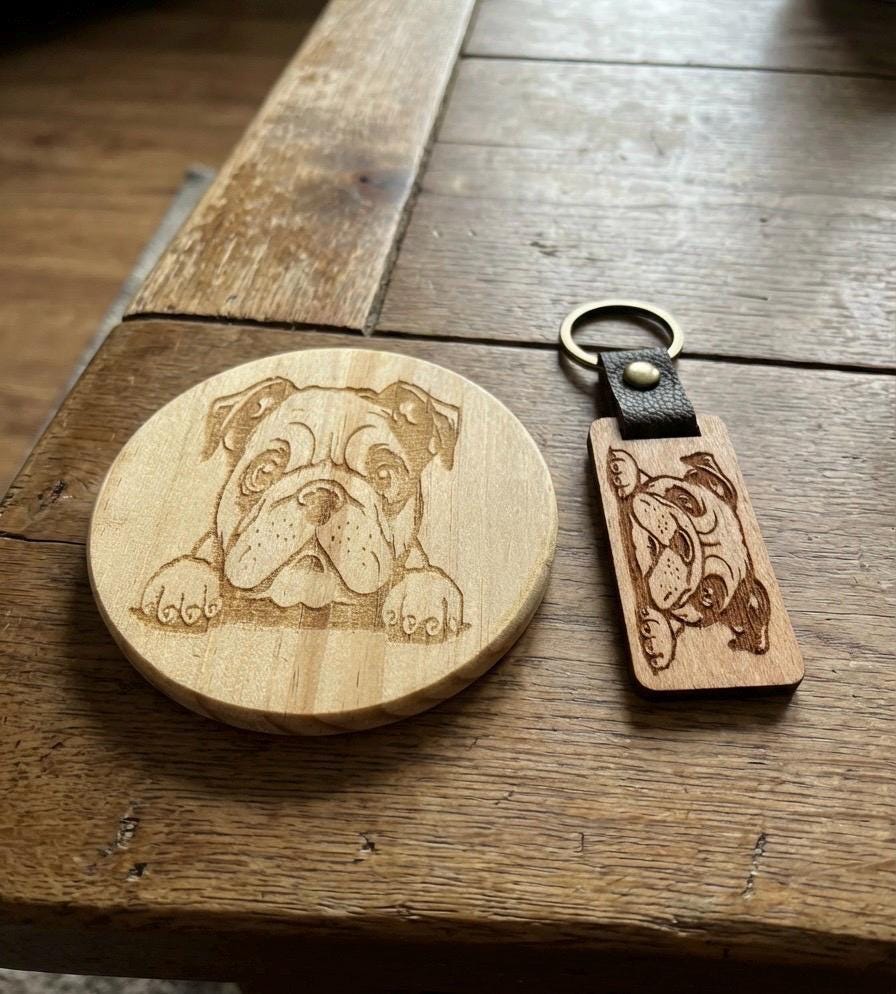 Wooden Coaster and Keyring Set – Rustic Natural Wood Gift