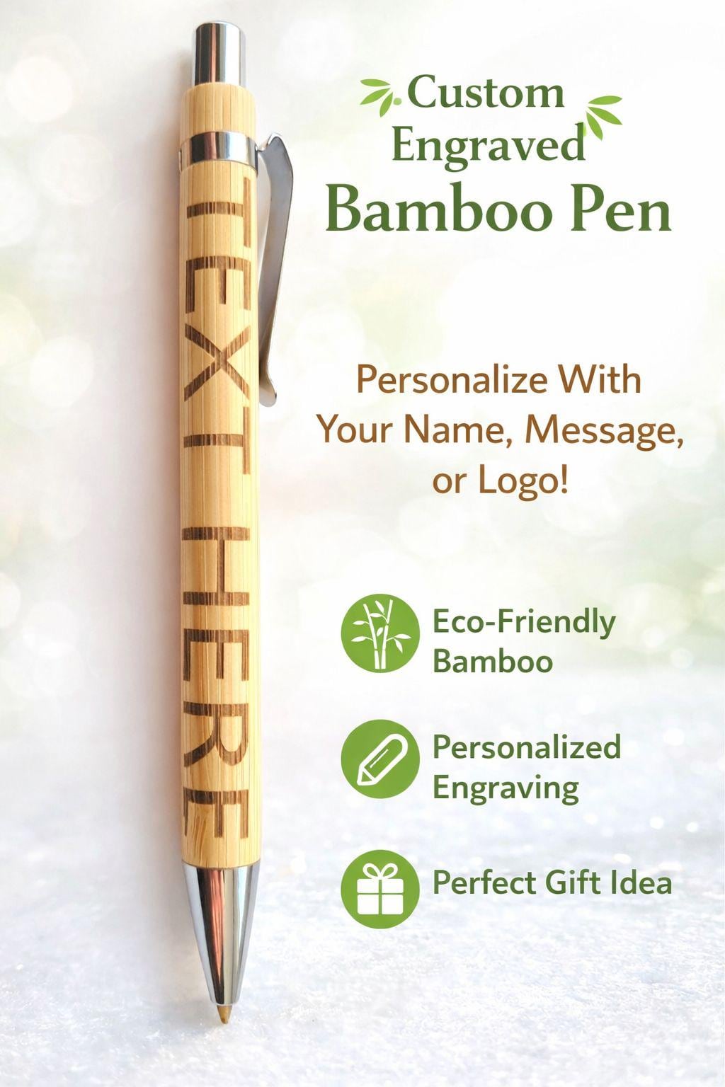 Custom engraved bamboo pen